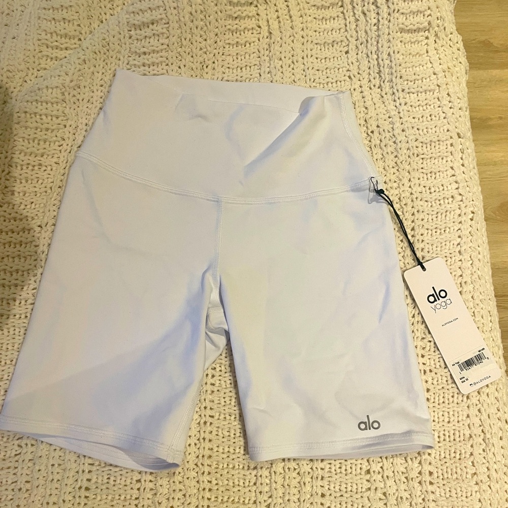 White Alo yoga biker shorts